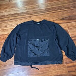 Zara Woman‎ Definition Black Sweatshirt Pullover with Pocket Drawstring